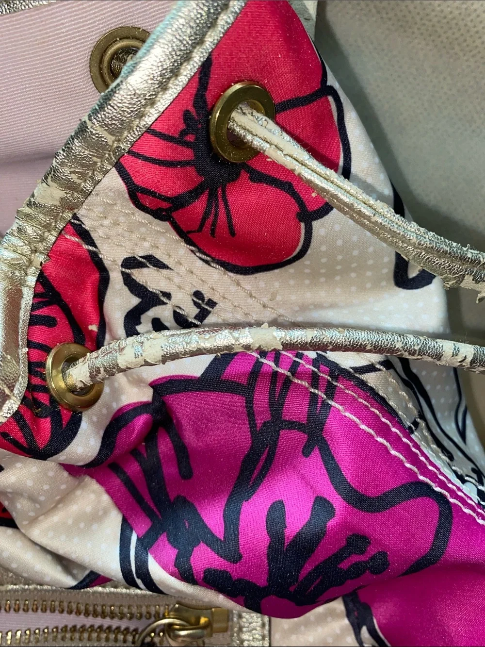 Coach Poppy Graffiti Floral Print Nylon Women's Backpack with Gold-Tone Accents